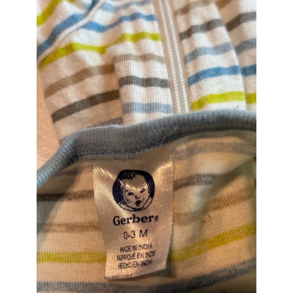 Gerber Carter's Baby Sleepers Pajamas 0-3 Months Striped Dog Print Footies Set 3